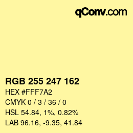 Color code: RGB 255 247 162 | qconv.com