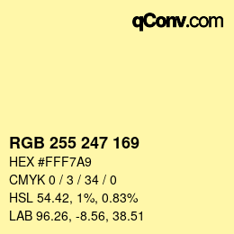 Color code: RGB 255 247 169 | qconv.com