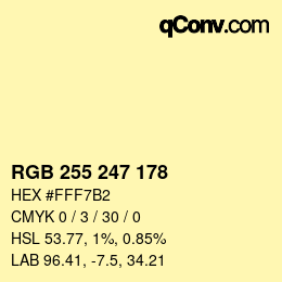 Color code: RGB 255 247 178 | qconv.com