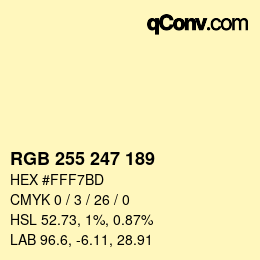 Color code: RGB 255 247 189 | qconv.com