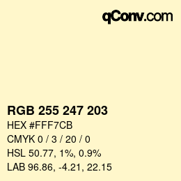 Código de color: RGB 255 247 203 | qconv.com