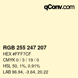 Farbcode: RGB 255 247 207 | qconv.com
