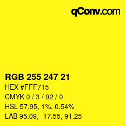 Color code: RGB 255 247 21 | qconv.com