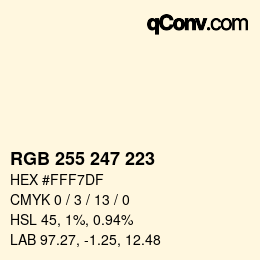 Color code: RGB 255 247 223 | qconv.com