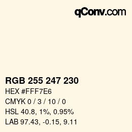 Color code: RGB 255 247 230 | qconv.com