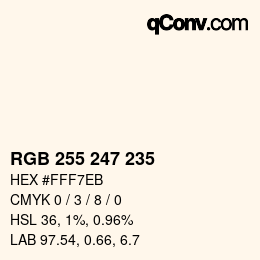 Color code: RGB 255 247 235 | qconv.com