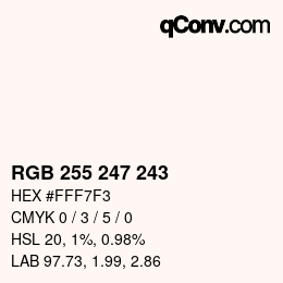 Color code: RGB 255 247 243 | qconv.com