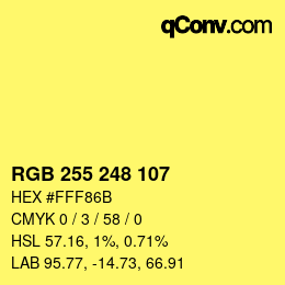 Color code: RGB 255 248 107 | qconv.com