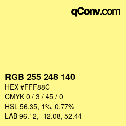 Color code: RGB 255 248 140 | qconv.com