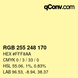 Color code: RGB 255 248 170 | qconv.com