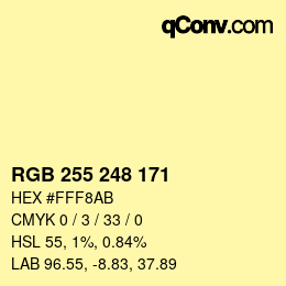 Color code: RGB 255 248 171 | qconv.com
