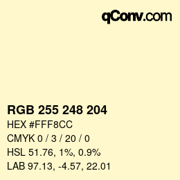 Color code: RGB 255 248 204 | qconv.com