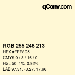 Color code: RGB 255 248 213 | qconv.com