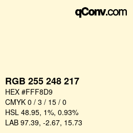 颜色代码: RGB 255 248 217 | qconv.com