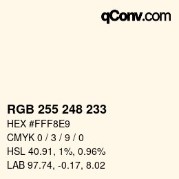 カラーコード: RGB 255 248 233 | qconv.com