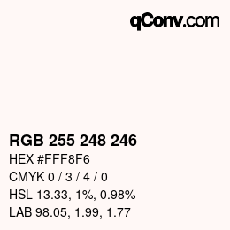 Color code: RGB 255 248 246 | qconv.com