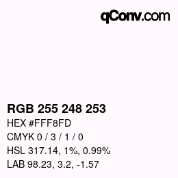 Color code: RGB 255 248 253 | qconv.com
