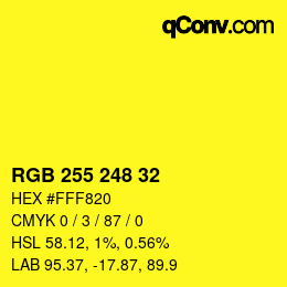 Color code: RGB 255 248 32 | qconv.com
