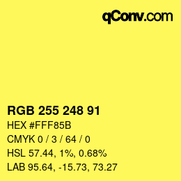 颜色代码: RGB 255 248 91 | qconv.com