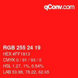Color code: RGB 255 24 19 | qconv.com