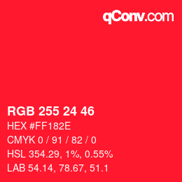 Color code: RGB 255 24 46 | qconv.com