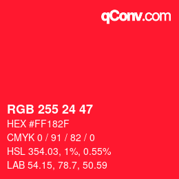 Color code: RGB 255 24 47 | qconv.com