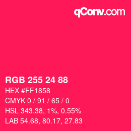 Color code: RGB 255 24 88 | qconv.com