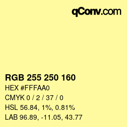 Color code: RGB 255 250 160 | qconv.com