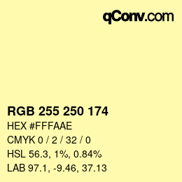 Color code: RGB 255 250 174 | qconv.com
