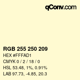 Color code: RGB 255 250 209 | qconv.com