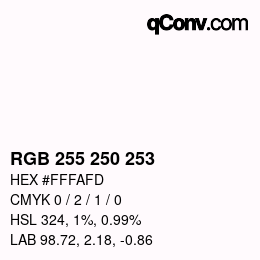 Color code: RGB 255 250 253 | qconv.com