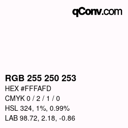 Color code: RGB 255 250 253 | qconv.com