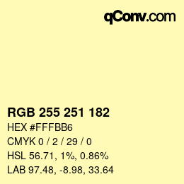 Farbcode: RGB 255 251 182 | qconv.com
