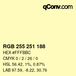 Color code: RGB 255 251 188 | qconv.com