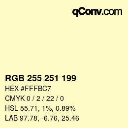 Color code: RGB 255 251 199 | qconv.com