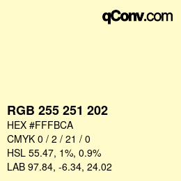 颜色代码: RGB 255 251 202 | qconv.com