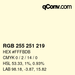 颜色代码: RGB 255 251 219 | qconv.com