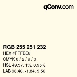 Color code: RGB 255 251 232 | qconv.com