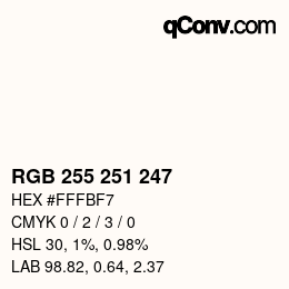 Color code: RGB 255 251 247 | qconv.com