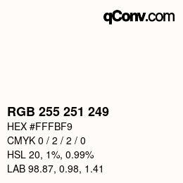 Color code: RGB 255 251 249 | qconv.com