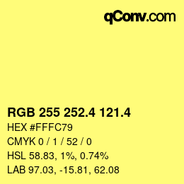 カラーコード: RGB 255 252.4 121.4 | qconv.com