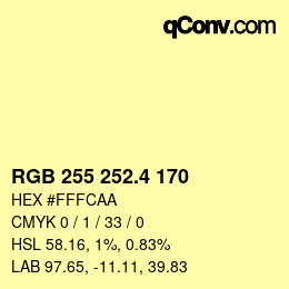カラーコード: RGB 255 252.4 170 | qconv.com