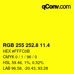 カラーコード: RGB 255 252.8 11.4 | qconv.com