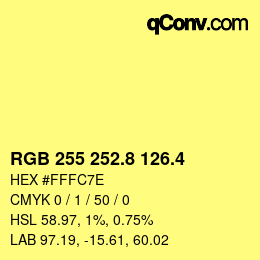 カラーコード: RGB 255 252.8 126.4 | qconv.com