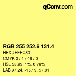 カラーコード: RGB 255 252.8 131.4 | qconv.com