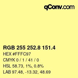カラーコード: RGB 255 252.8 151.4 | qconv.com