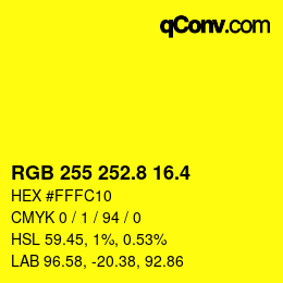 カラーコード: RGB 255 252.8 16.4 | qconv.com