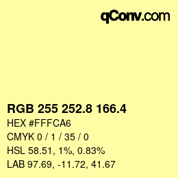 カラーコード: RGB 255 252.8 166.4 | qconv.com