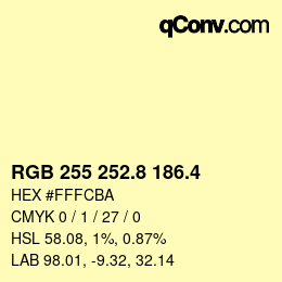 カラーコード: RGB 255 252.8 186.4 | qconv.com