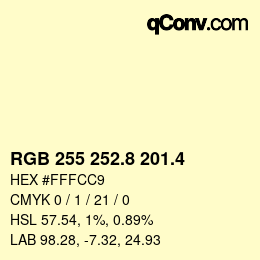 カラーコード: RGB 255 252.8 201.4 | qconv.com